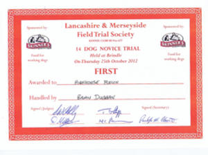 Field Trial Winner Certificate