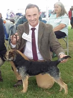 Roly winning his first CC & BOB at 15 1/2 months.