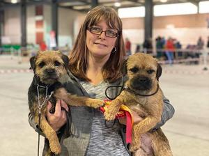 Betsy and Ari winning Best Puppies at Welsh K C