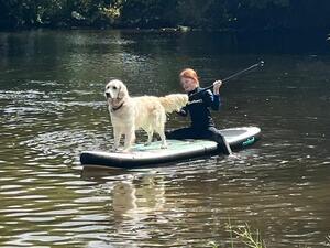 Crumble paddle boarding with my Daughter