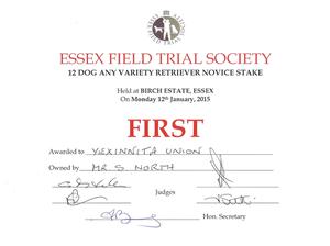 Essex Field Tial Society Novice Field Trial 1st