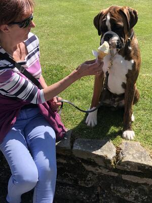 7 months old enjoying a ice cream