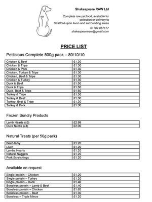 Price List