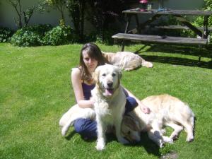 Deme, taking a short break from her young pups,
